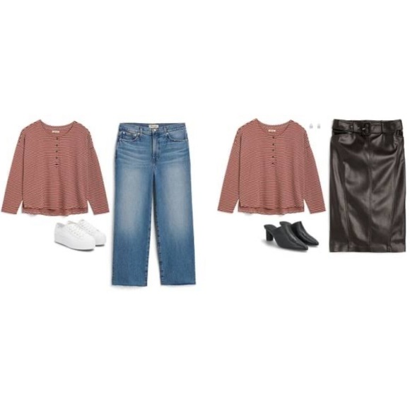 Madewell Double-Faced Henley Tee in Stripe - Picture 4 of 16